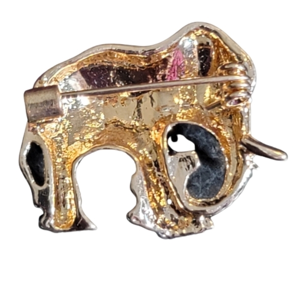 ELEPHANT pin brooch black red gold - Picture 2 of 3